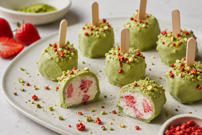 Strawberry-Matcha Frozen Bites